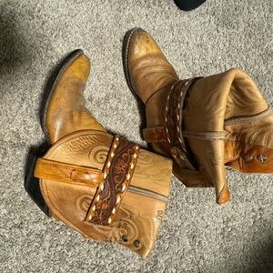 Vintage Reconstructed Tan Western Cowboy Boots